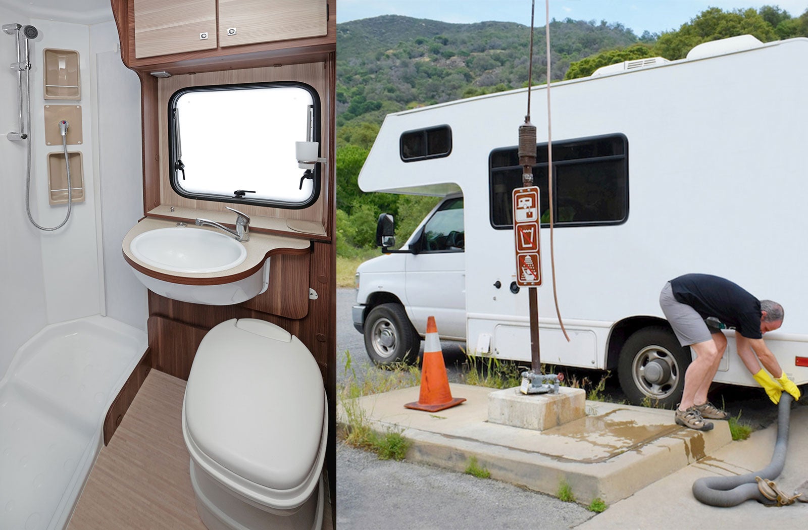 Portable RV/camper toilet and holding tank setup in Norristown, Pennsylvania