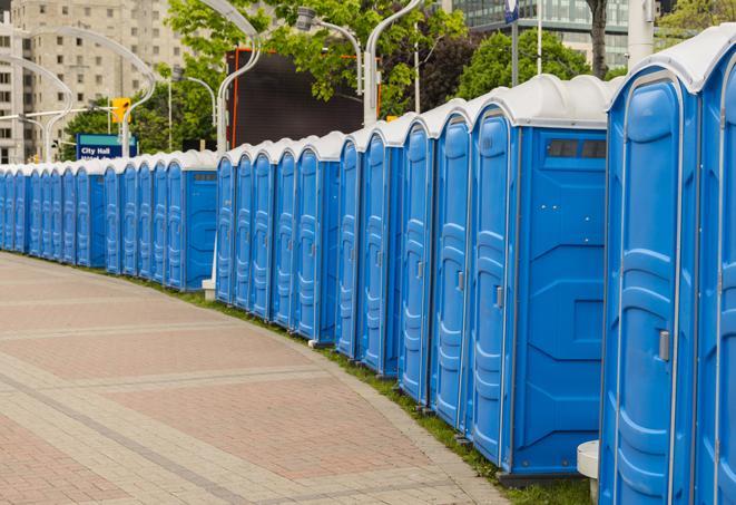Seasonal porta potty units set up at a Norristown, Pennsylvania venue