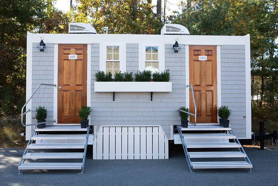 Wedding restroom units discretely staged at a venue in Norristown, Pennsylvania
